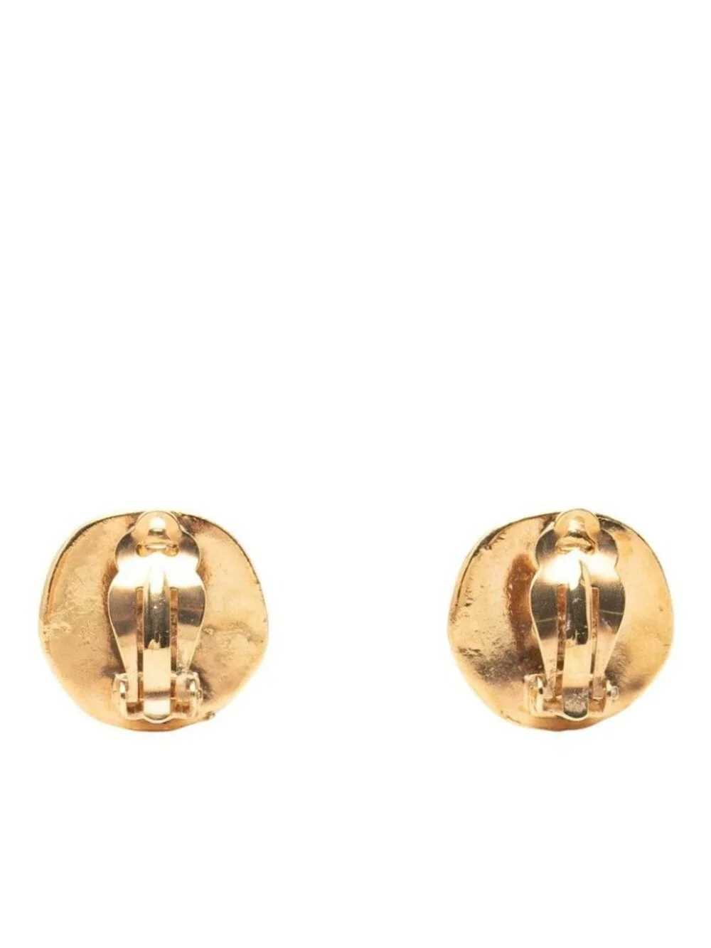 Chanel 96P CC Logo Vintage Round Earrings Stamp Gold Plated